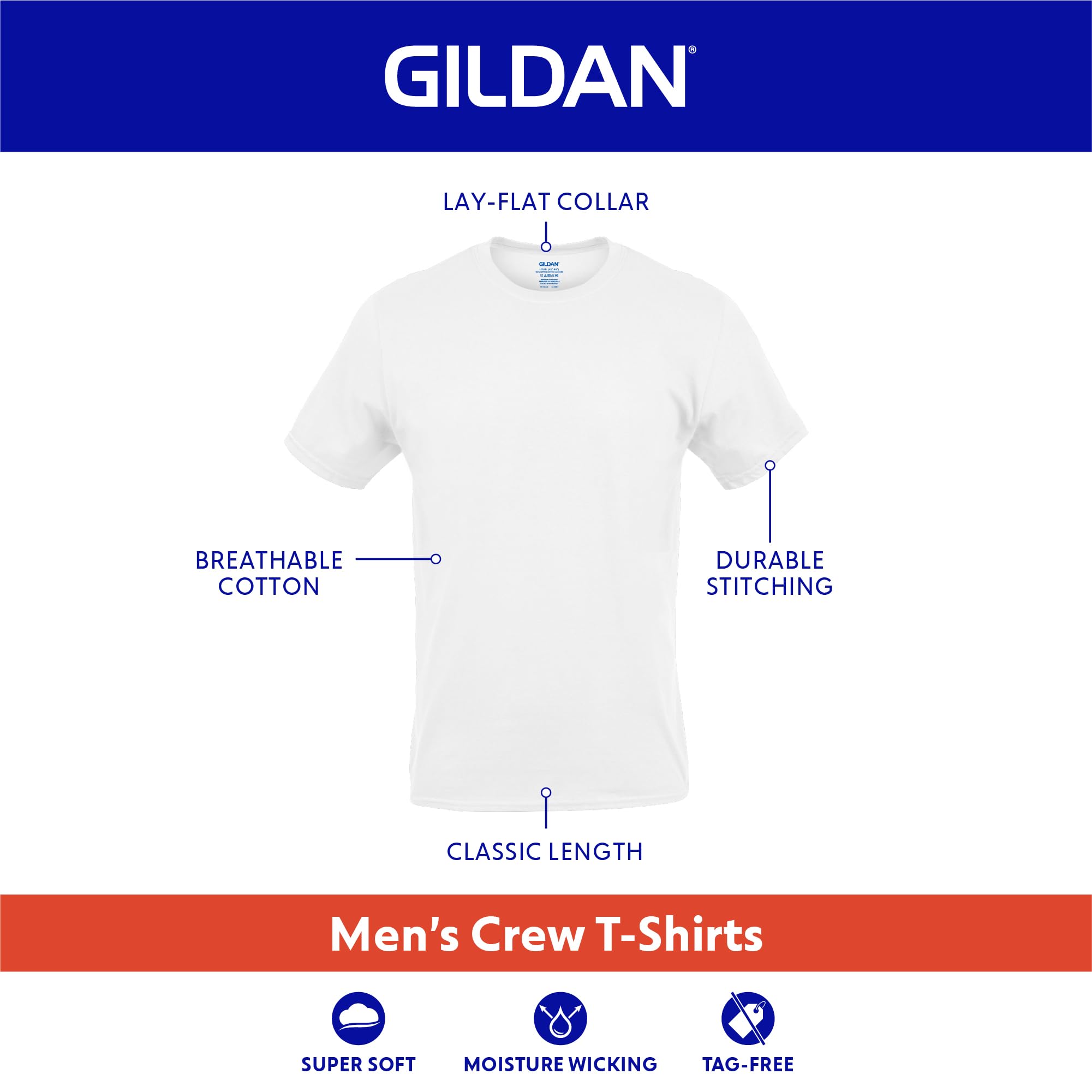 Gildan Men's Crew T-Shirts, Multipack, Style G1100, Black/Sport Grey/Charcoal (5-Pack), X-Large