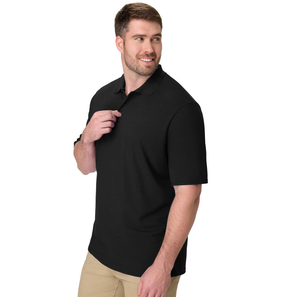 Hanes mens Short Sleeve X-temp W/ Freshiq Polo Shirt, Black, Large US