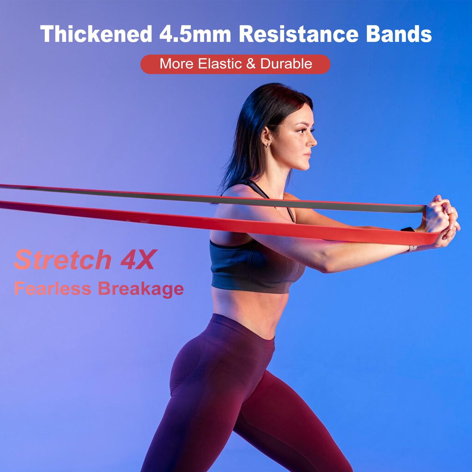 WIKDAY Resistance Bands, Pull Up Bands, Workout Bands for Exercise, Thick Heavy Resistance Band Set with Door Anchor, Elastic Bands for Body Stretching, Training at Home/Gym for Men & Women Bicolor