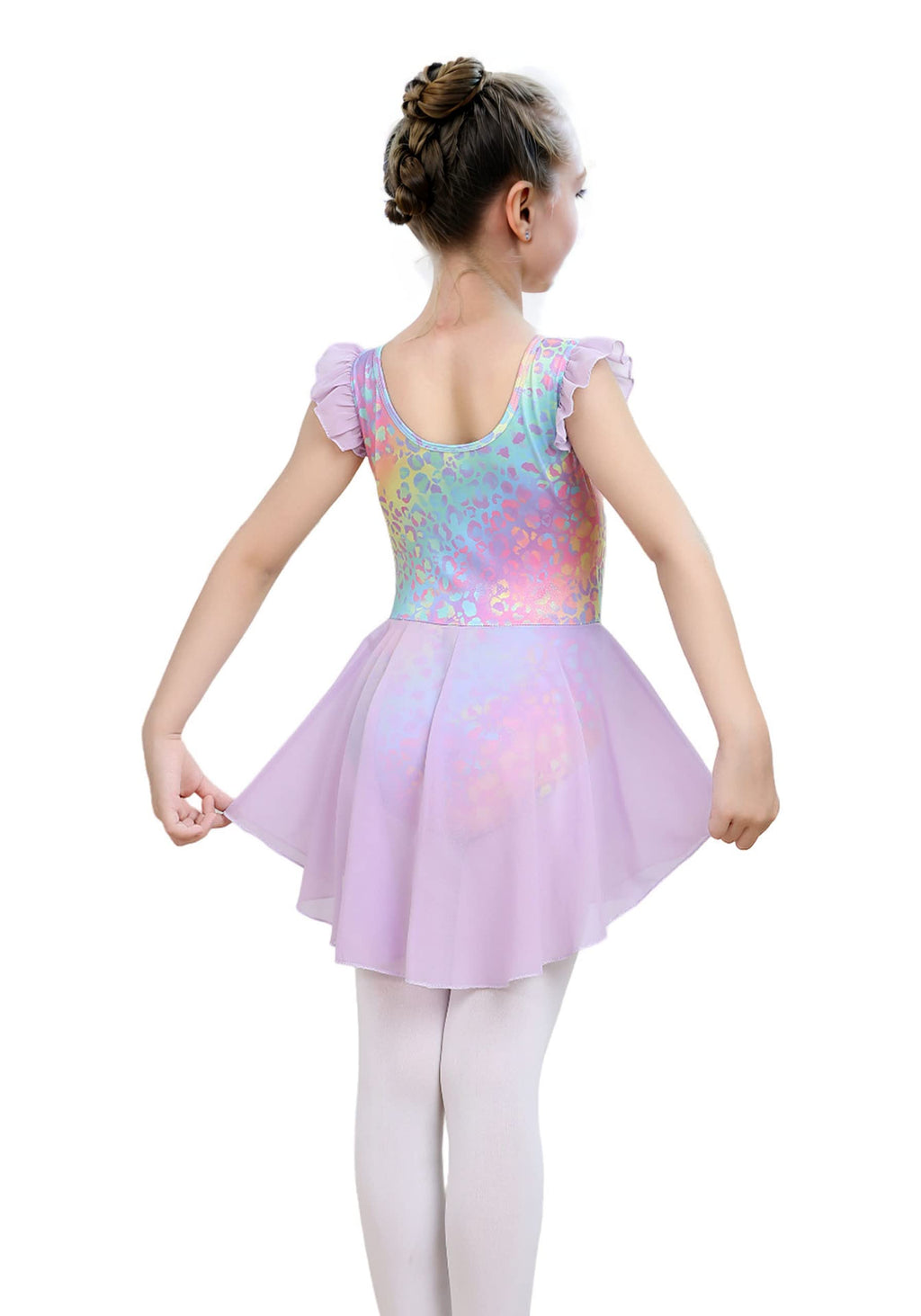 iLover Kids Girls Classic Ruffle Sleeve Tutu kirted Leotard Dress for Dance, Gymnastics and Ballet 4-5 T