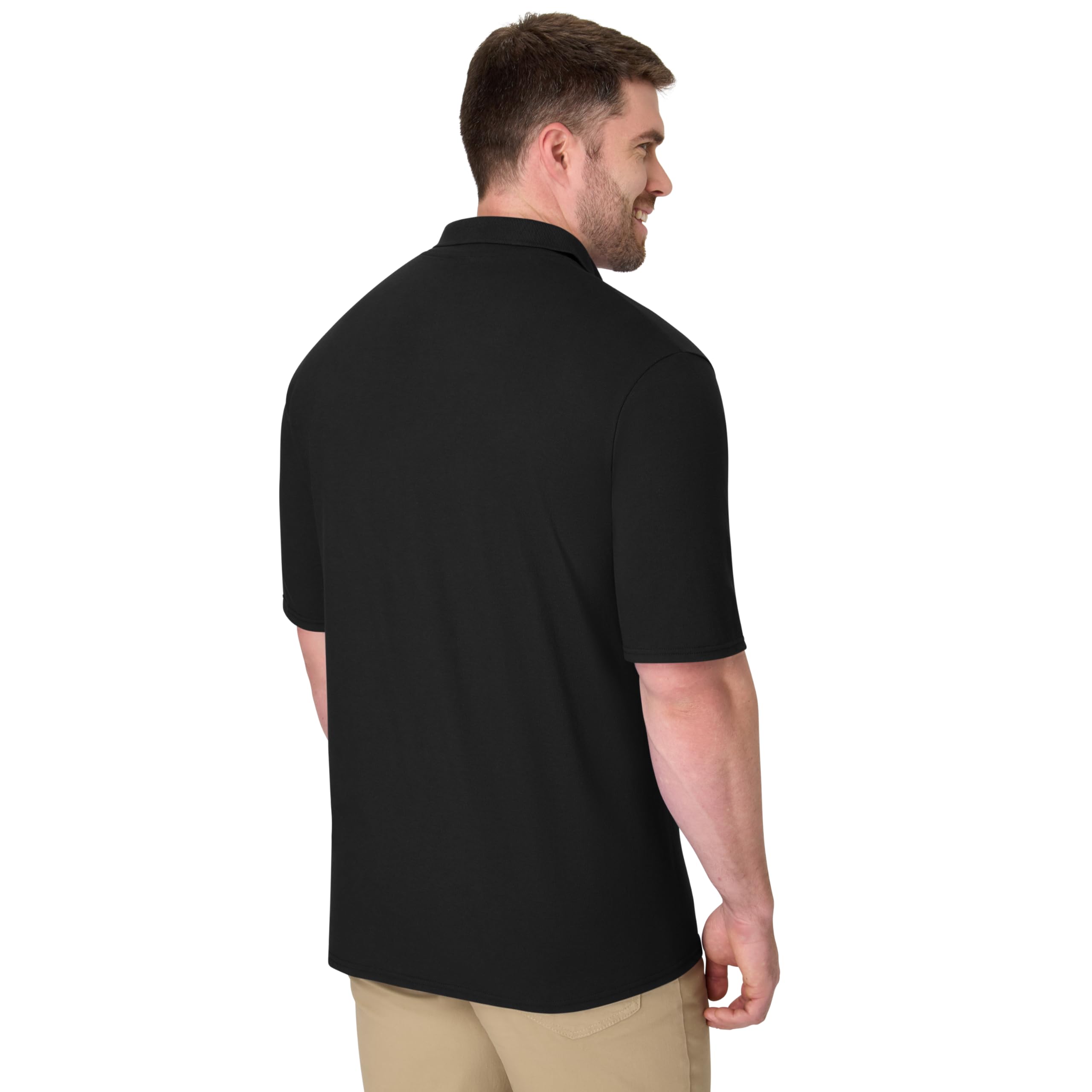 Hanes mens Short Sleeve X-temp W/ Freshiq Polo Shirt, Black, Large US