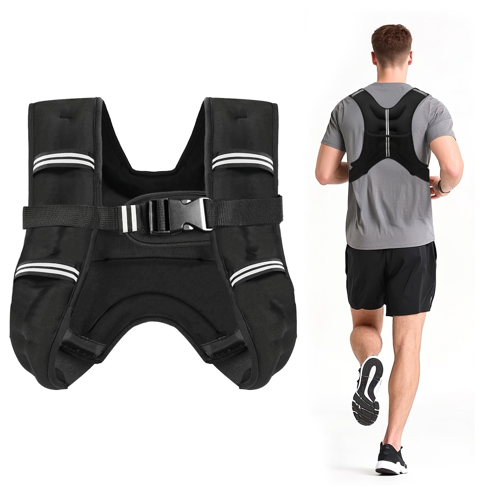 6Lb Weighted Vest Men Women, 6lbs/8lbs/12lbs/16lbs/20lbs Weight Vest with Reflective Stripes for Workout, Strength Training, Running, Fitness, Hiking, Weight