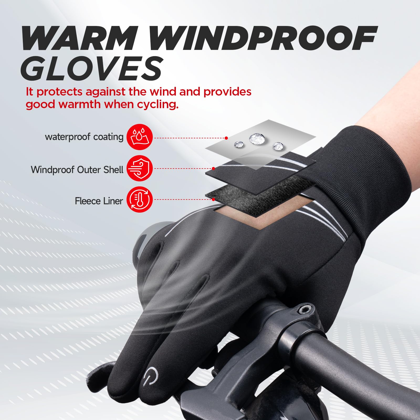 RUIXUE Winter Gloves Men Women, Warm Thermal Windproof Touchscreen Non-Slip,for Cycling Driving Running Hiking