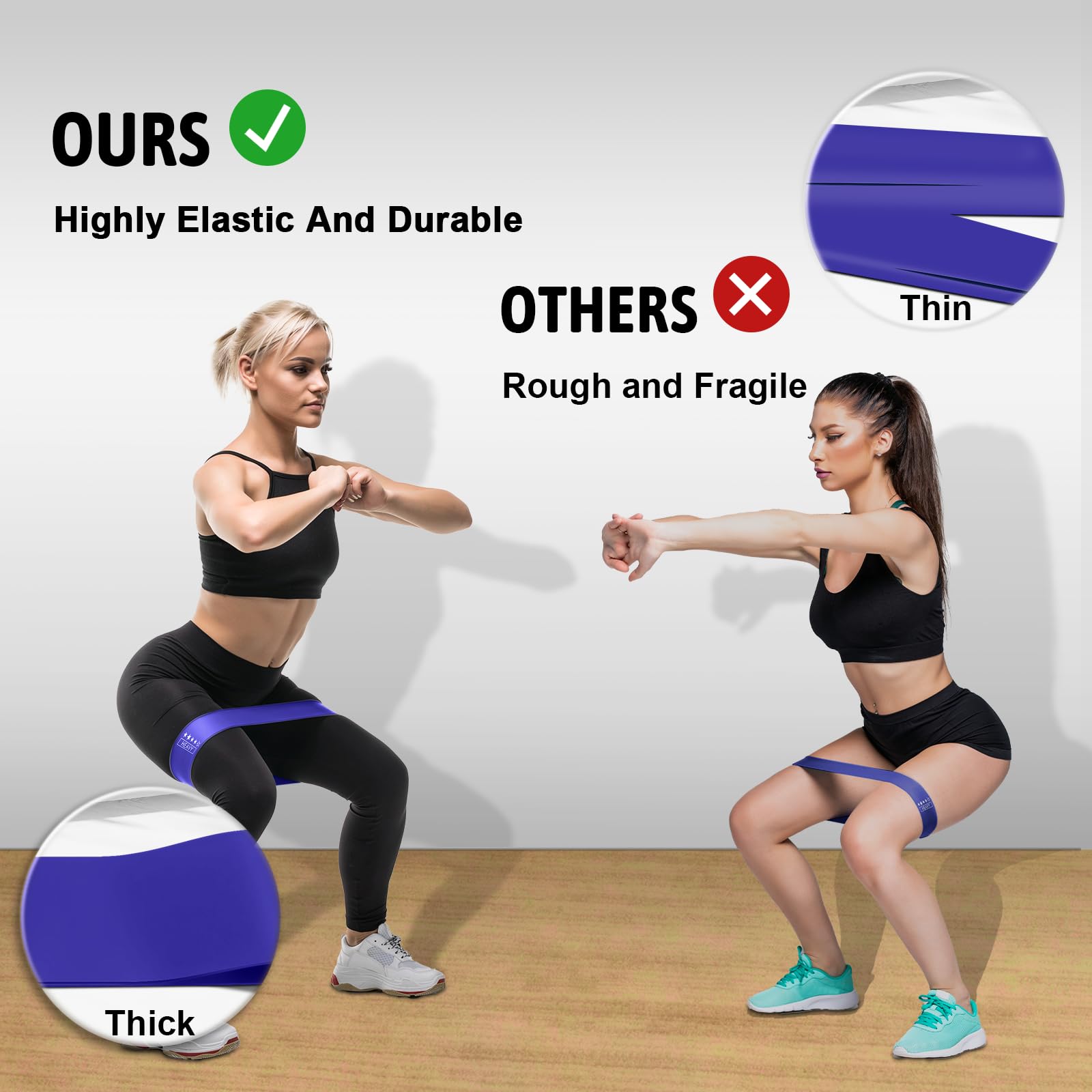 Resistance Bands for Working Out, Exercise Bands Resistance Bands Set with 5 Resistance Levels, Multi-Colored Workout Bands for Indoor & Outdoor Fitness, Leg Strength Training, Yoga (Blue)