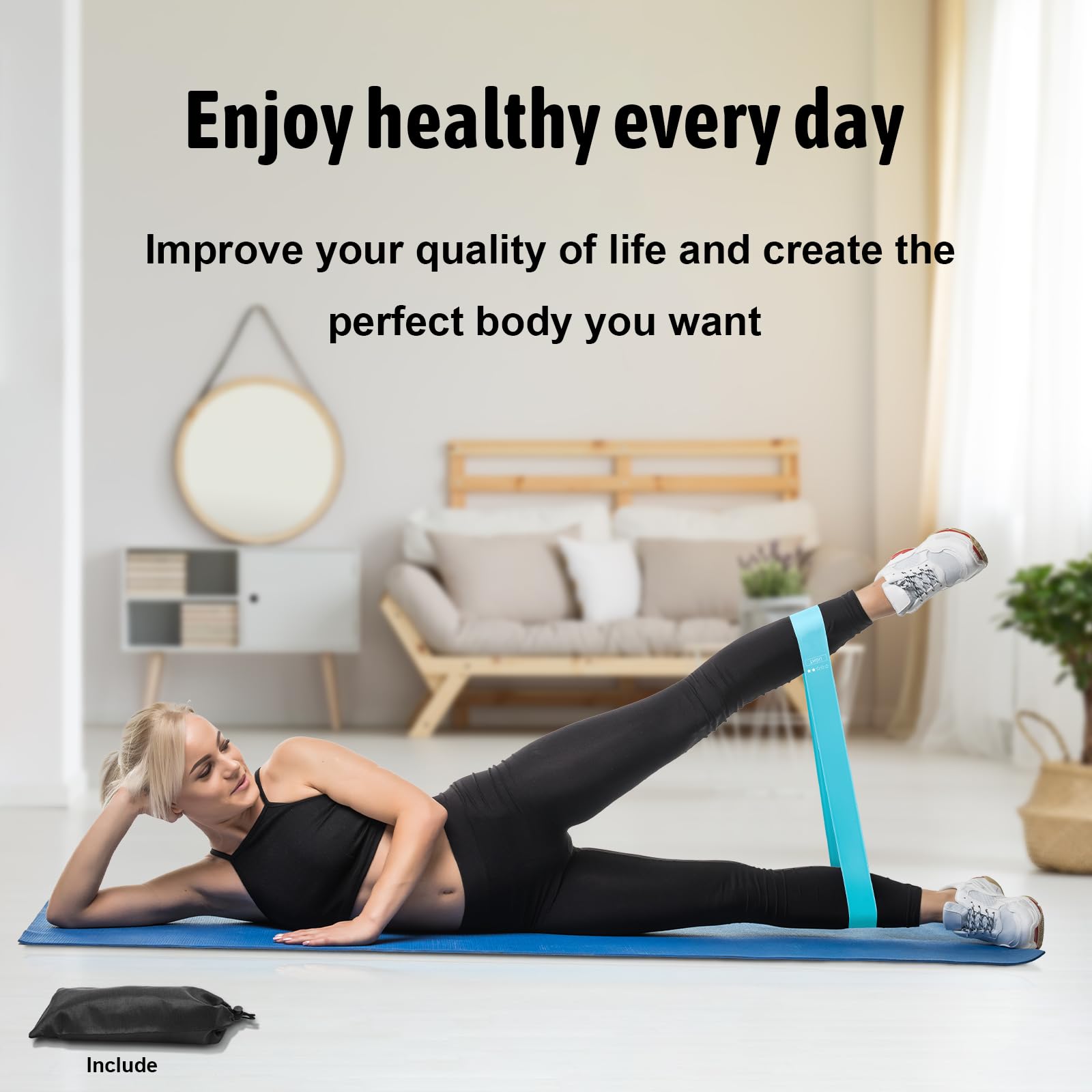 Resistance Bands for Working Out, Exercise Bands Resistance Bands Set with 5 Resistance Levels, Multi-Colored Workout Bands for Indoor & Outdoor Fitness, Leg Strength Training, Yoga (Blue)