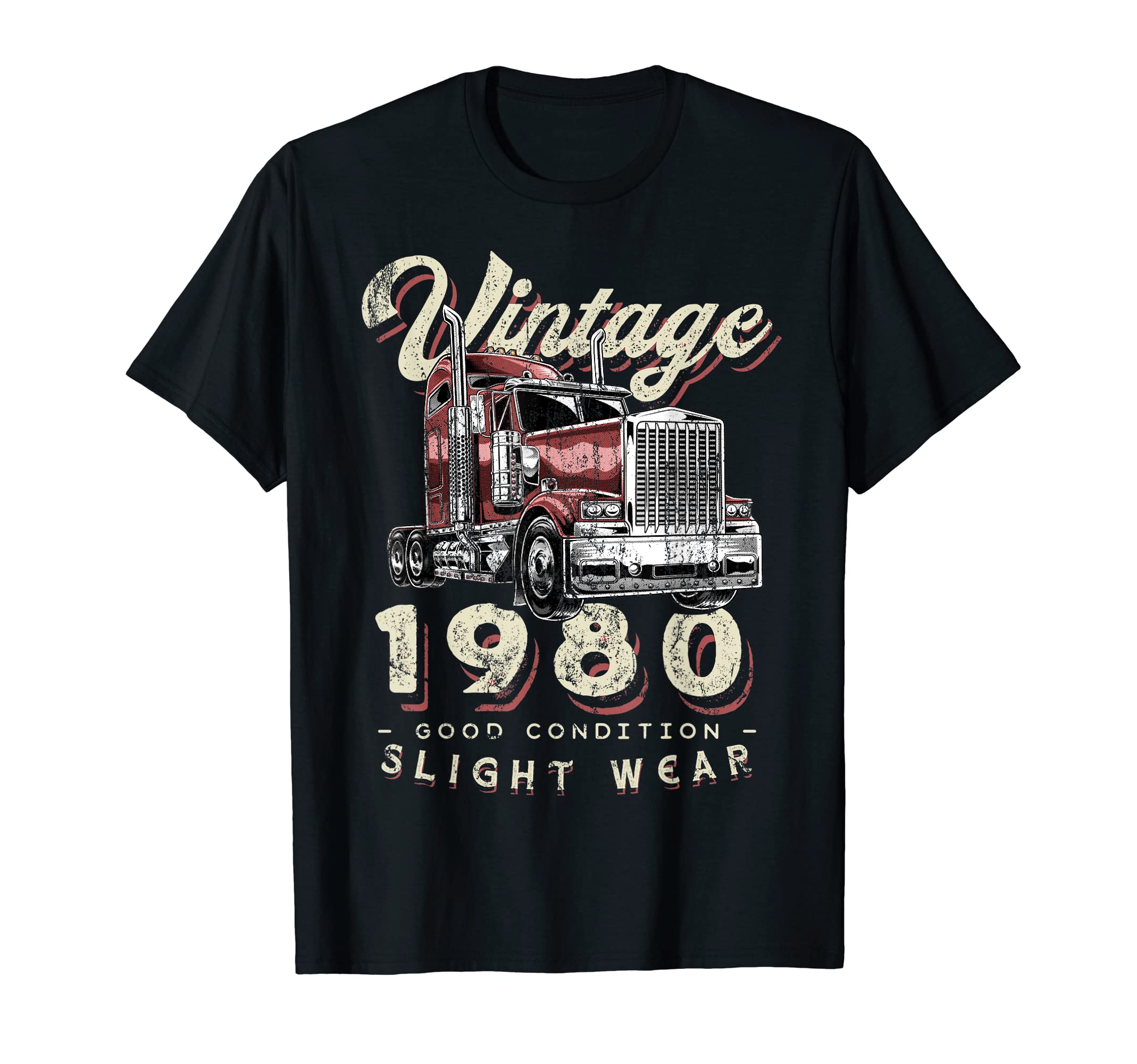 Vintage 1980 Trucker Big Rig Truck Driver 42nd Birthday T-Shirt
