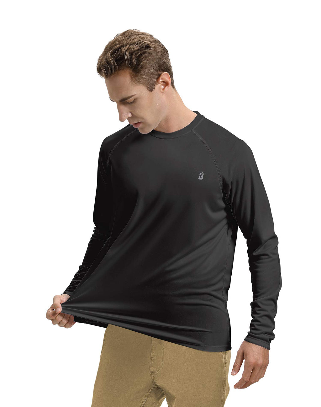 Roadbox Men's 2 Pack UV Sun Protection SPF UPF 50+ Long Sleeve Quick Dry Fishing Shirts Outdoor Rash Guard for Running Hiking Swimming