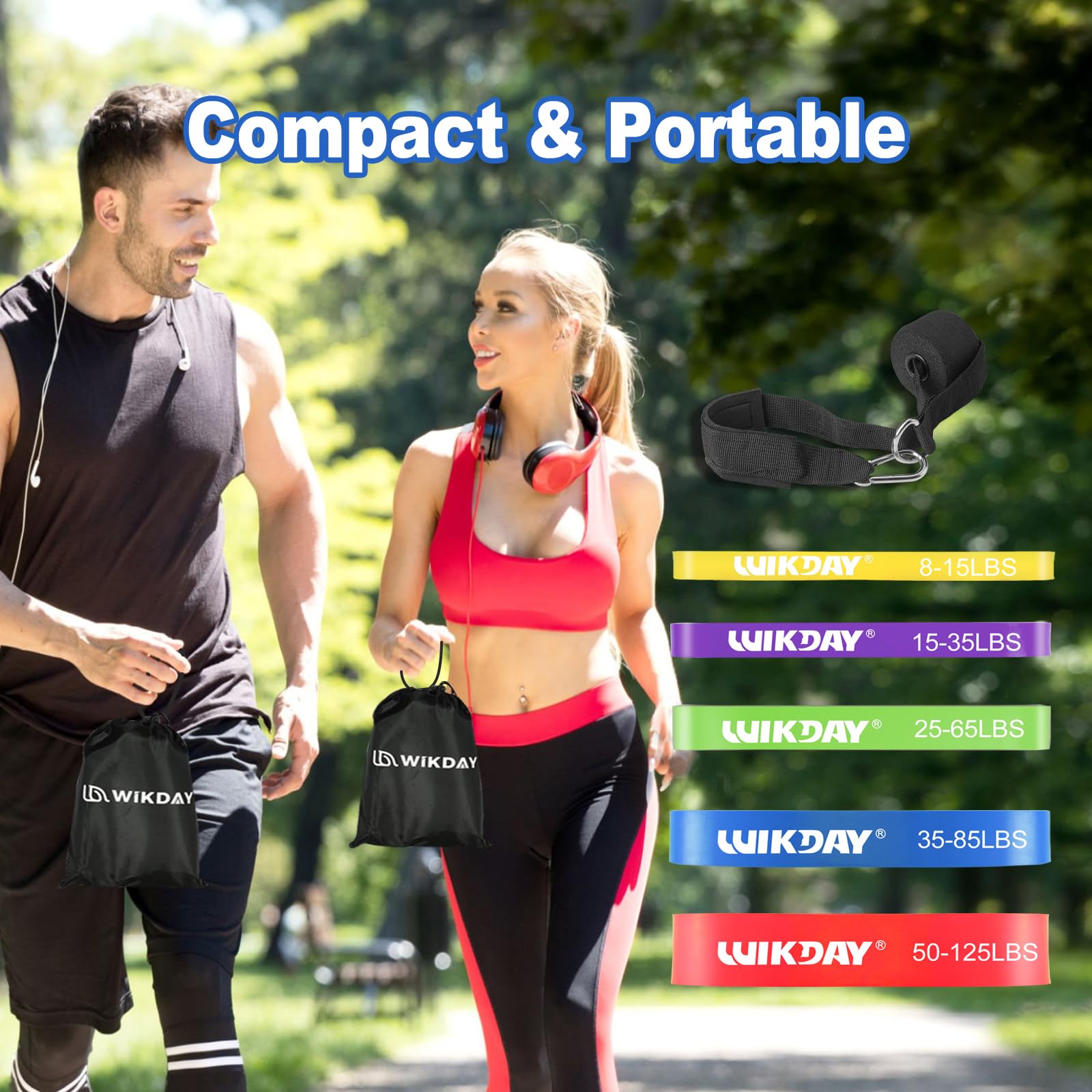 WIKDAY Resistance Bands, Pull Up Bands, Workout Bands for Exercise, Thick Heavy Resistance Band Set with Door Anchor, Elastic Bands for Body Stretching, Training at Home/Gym for Men & Women Bicolor