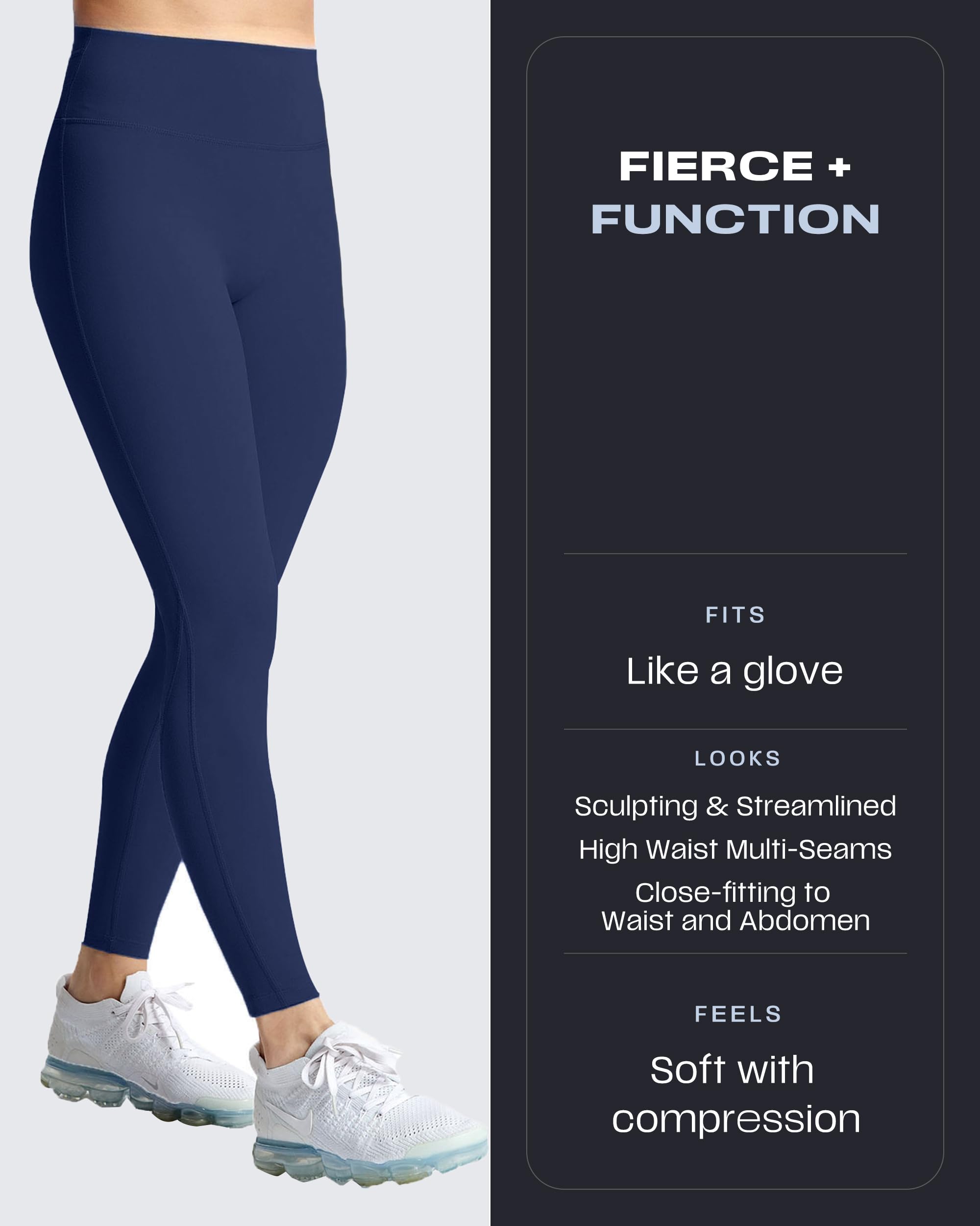 Aoxjox High Waisted Workout Leggings for Women Trinity Yoga Pants 26.5" (Navy, Medium)