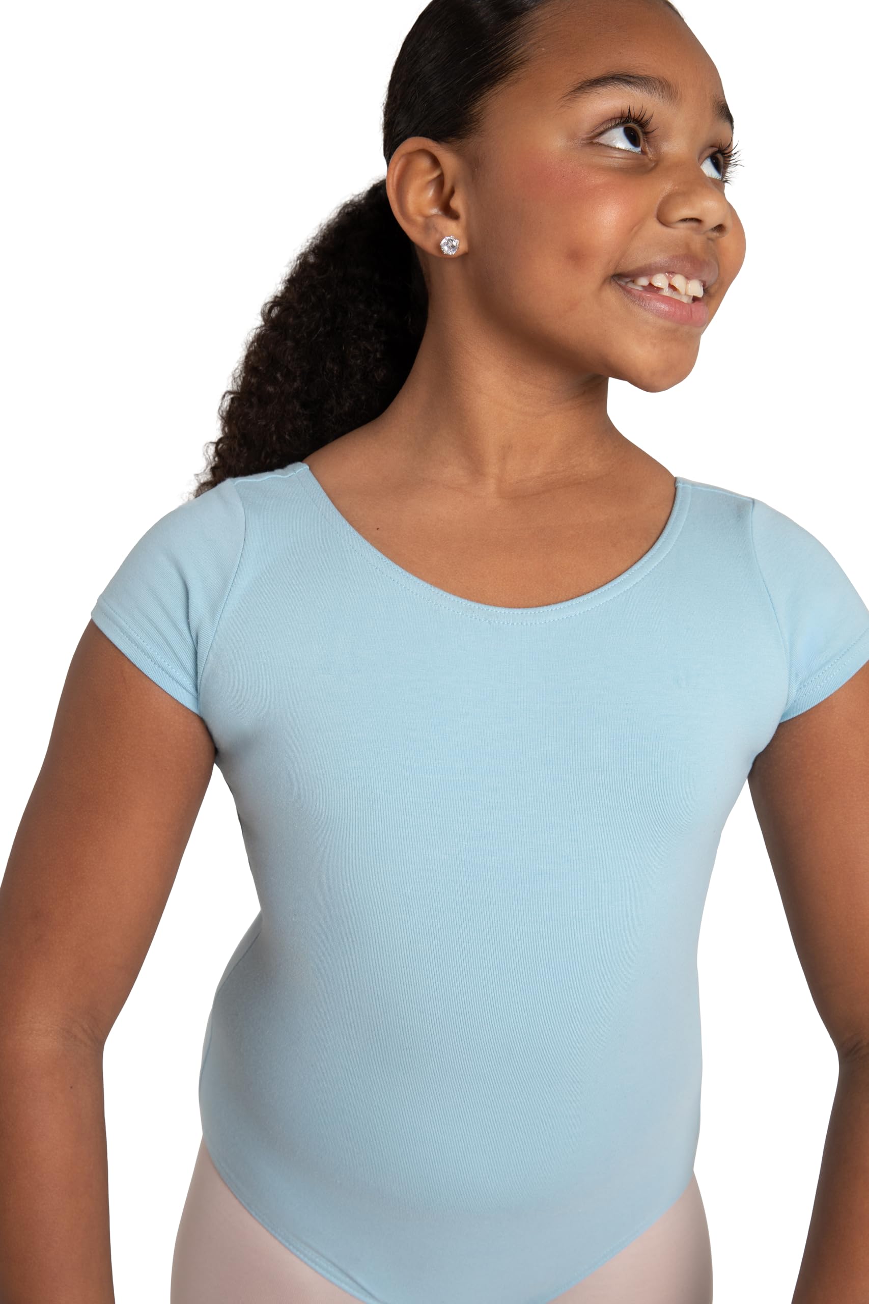 Capezio Little Girls' Classic Short Sleeve Leotard,Light Blue,T (2-4)
