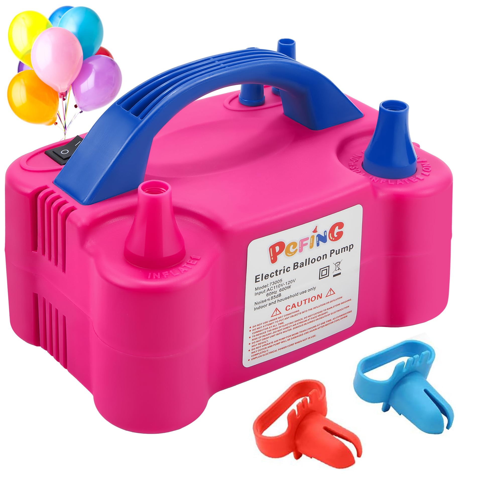 PCFING Balloon Pump Electric, Portable Balloons Inflator Blower Machine with Balloon Tie Tool & Dual Nozzle