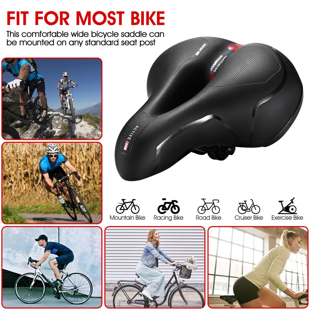 Comfortable Seat Cushion for Men Women with Dual Shock Absorbing Ball Memory Foam Waterproof Wide Bicycle Saddle Fit for Road Bikes