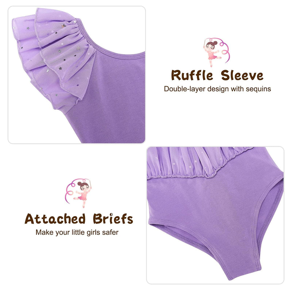 Idgreatim Girls Ballet Leotard Size 2-3 T Double-Layer Ballet Dance Dress Sleeve Solid Color Tutu Skirted Leotard Purple