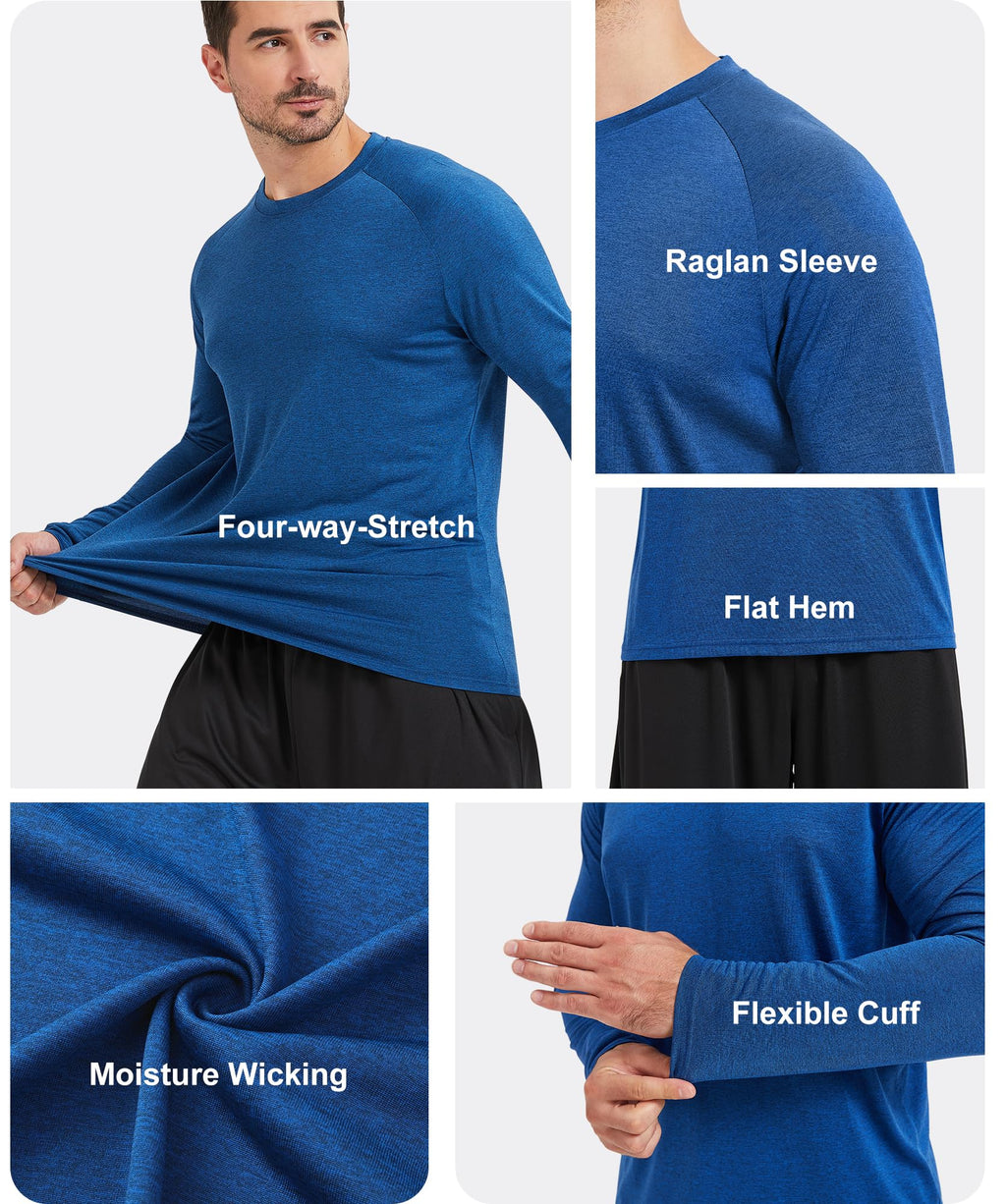 MLYENX 7 Pack Long Sleeve Shirts for Men UPF 50+ UV Sun Protection Quick Dry Moisture Wicking Workout Tee Shirts XL