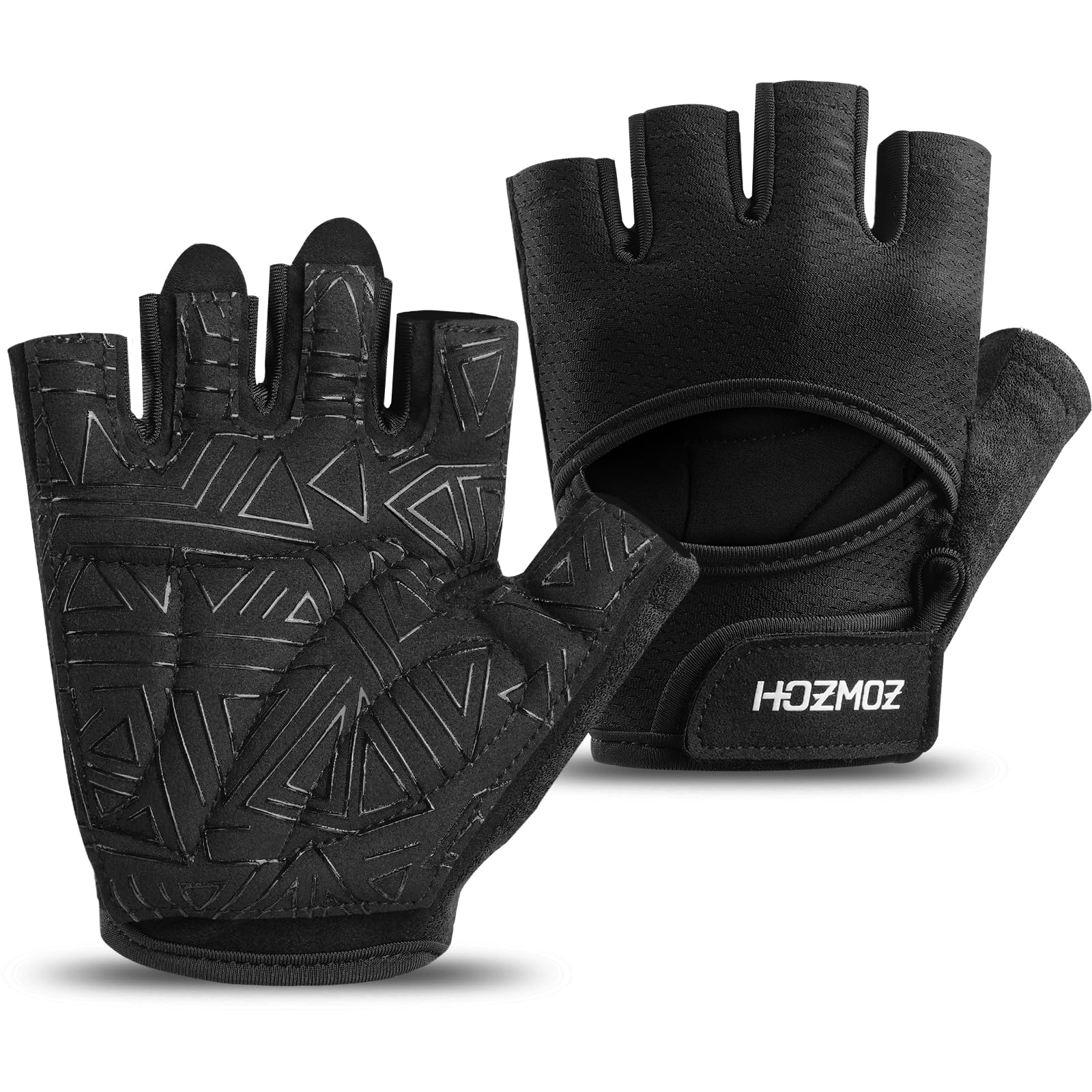 HOZMOZ Ventilated Weight Lifting Gloves, Thick Padded Workout Gym Gloves with Full Palm Protection & Grip & Shock Absorption for Women & Men's Fitness Exercise Training