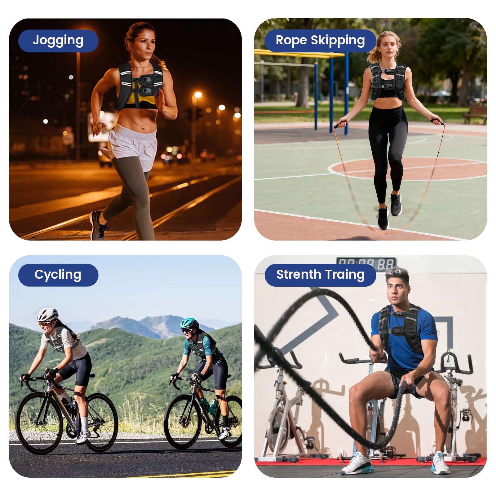 6Lb Weighted Vest Men Women, 6lbs/8lbs/12lbs/16lbs/20lbs Weight Vest with Reflective Stripes for Workout, Strength Training, Running, Fitness, Hiking, Weight