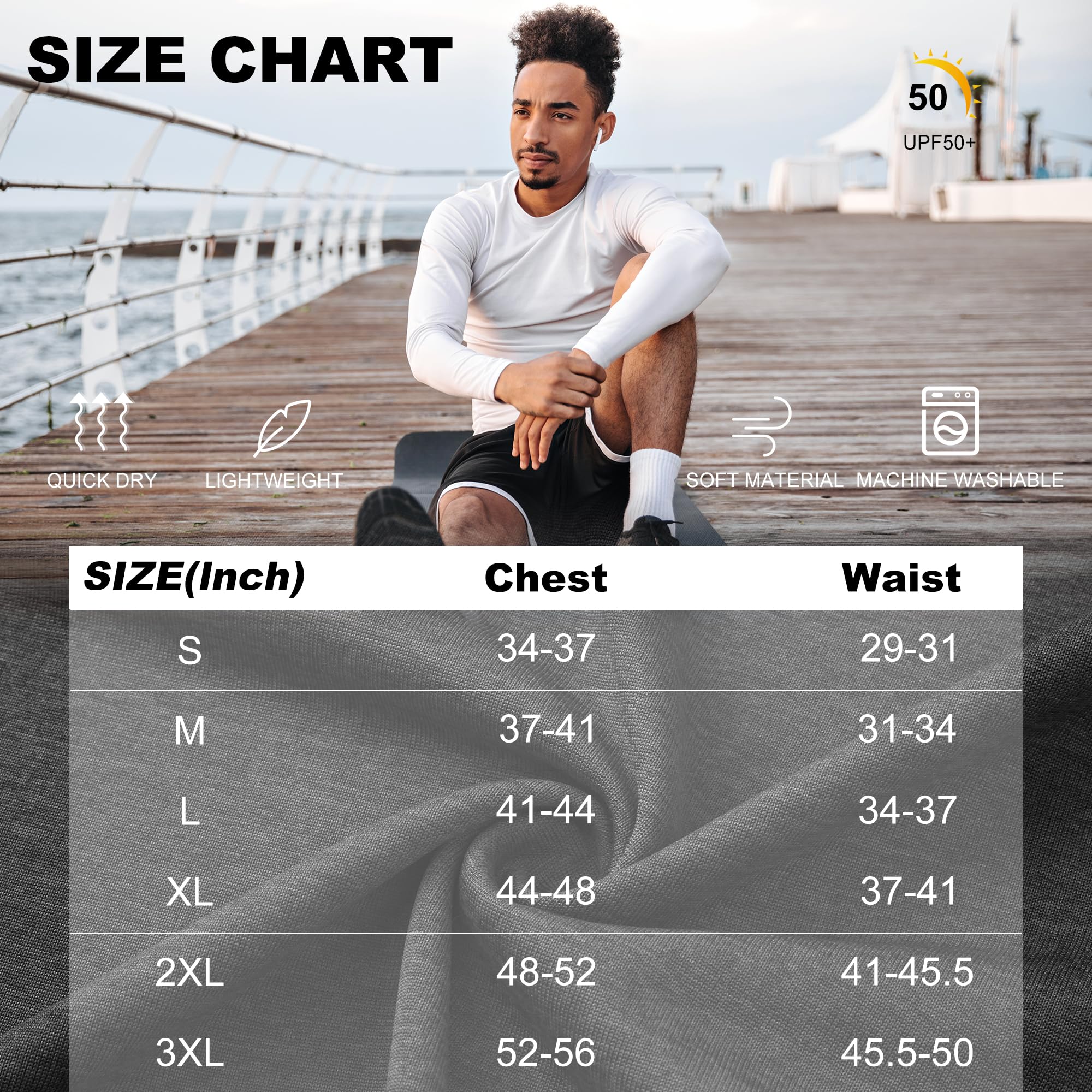 MLYENX 7 Pack Long Sleeve Shirts for Men UPF 50+ UV Sun Protection Quick Dry Moisture Wicking Workout Tee Shirts XL