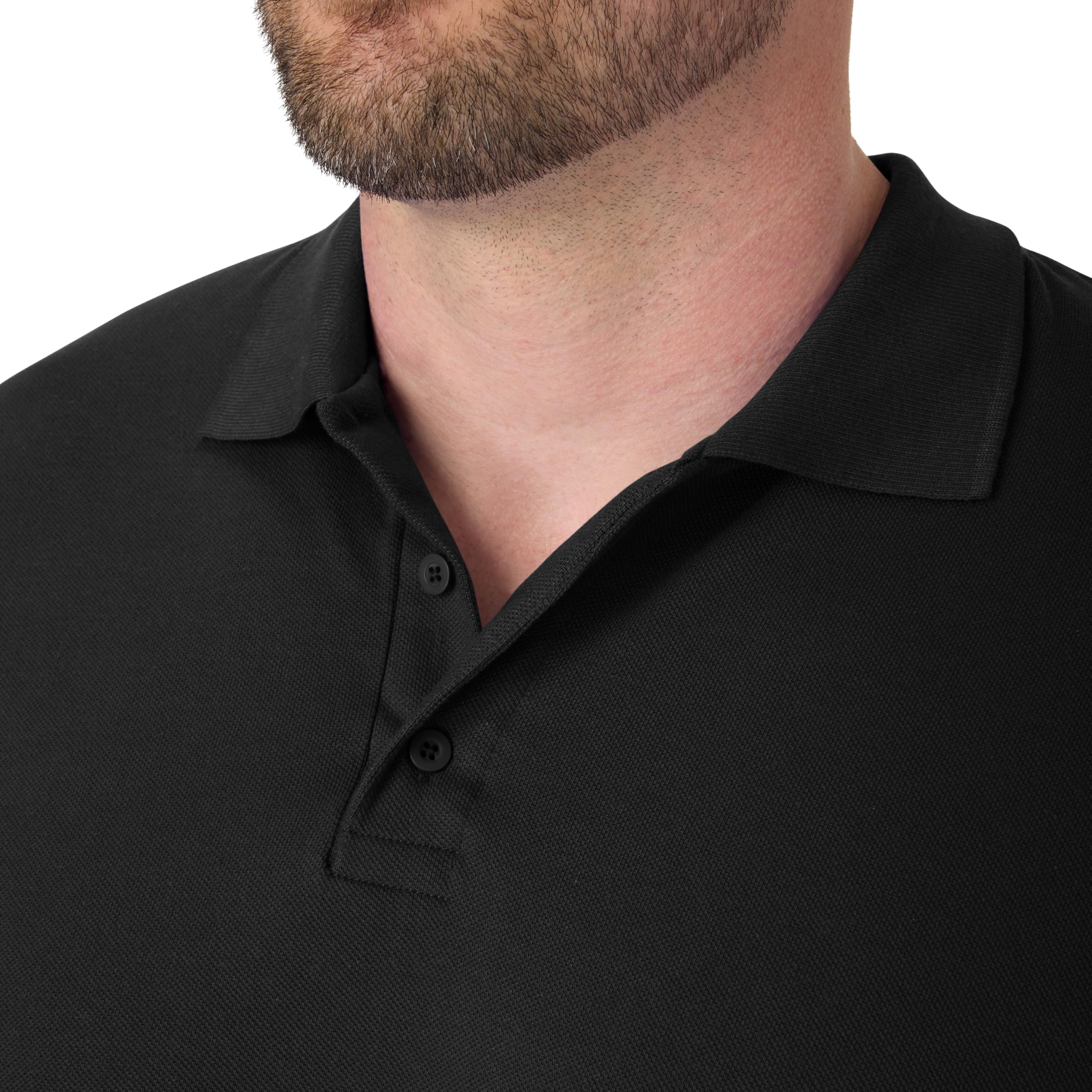 Hanes mens Short Sleeve X-temp W/ Freshiq Polo Shirt, Black, Large US