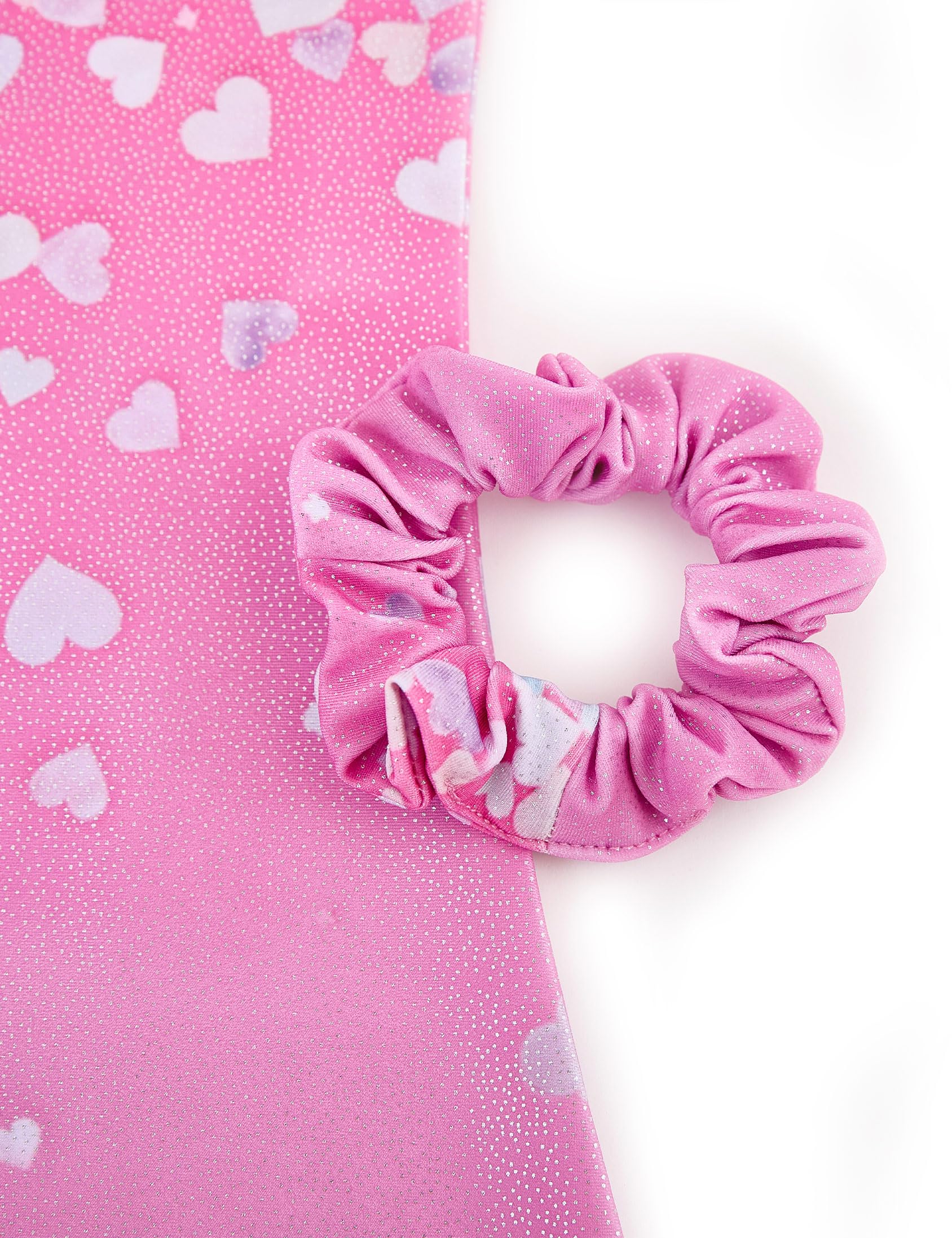 Tstiti Gymnastics Leotards for Girls 2 Pack Sparkly Kids Biketards Dance Unitards Matching Hair Scrunchies Heart Mermaids 3-4 T